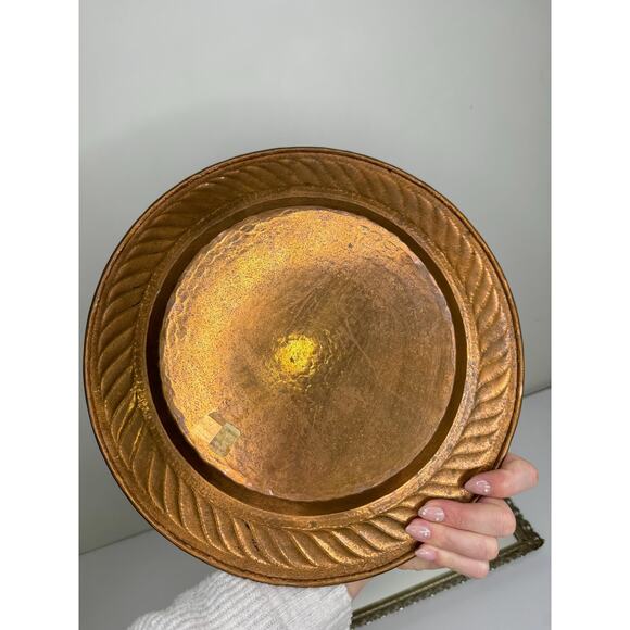 Large Round Copper Serving Tray - Vintage Plant or Drink Tray - Picture 4 of 8